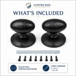 Mortice Door Knobs Oval Black Antique Sprung Cast Iron Pair Heavy Duty - Image 3