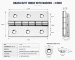 Steel Butt Hinge PAIR Door Cupboard Cabinet 1.5" 2" 2.5" 3" 4" with Screws - Image 3
