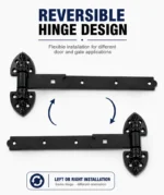Heavy Reversible Gate Hinge Garage Stable Barn PAIR Galvanised Black Inc Fixings - Image 3