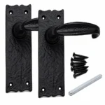 Black Antique Cast Iron Lever Door Handles 6in Lock Latch Vintage - Image 3