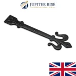 Fleur De Lys Decorative Dummy Hinge 400mm 16" Pair Black Gate Door - Image 3