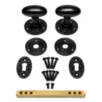 Black Cast Iron Door Knobs Round Oval Octagonal Antique Tudor Rim Mortice - Image 3