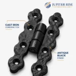 Antique Black Cast Iron Butterfly Hinges 40x90mm Cabinet Cupboard Pair - Image 3