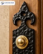 Door Bell Push Fleur De Lys Cast Iron 120 x 30mm Black Antique - Image 3