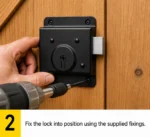 Rim Press Lock 3 x 4 Inch Face Fix Shed Door Lock Black 2 Keys - Image 4