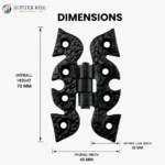 Butterfly Snake Hinges 70x45mm Ornate Antique Black Door Gate Pair - Image 4