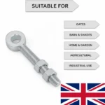 Adjustable Gate Eye Bolt Zinc Plated Heavy Duty 12mm 16mm 19mm 22mm with Nuts - Image 4