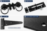 Ring Gate Latch Brenton Bolt 10 Inch Tee Hinges 3 Garden Gate Black - Image 4