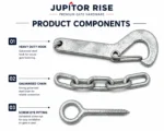 Field Gate Hook & Eye Safety Chain Heavy Duty Galvanised 158mm Gate Fastener - Image 3