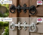 Twisted Ring Gate Latch Galvanised Heavy Duty Black Antique Iron Ornament 8" 10" - Image 4