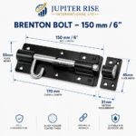 Side Gate Fixing Kit Ring Latch Brenton Bolt 3x 18" Tee Hinges Black - Image 4