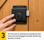 Rim Press Lock 3 x 4 Inch Face Fix Shed Door Lock Black 2 Keys - Image 5