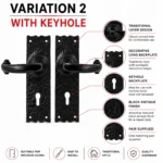 Black Antique Cast Iron Door Handle Lever Latch or Lock Traditional 155mm - Image 5