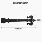 Fleur De Lys Decorative Dummy Hinge 400mm 16" Pair Black Gate Door - Image 5