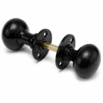 Black Cast Iron Door Knobs Round Oval Octagonal Antique Tudor Rim Mortice - Image 5