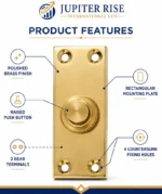 Door Bell Push Button Polished Brass Gold Front Door Press Button - Image 5