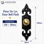 Door Bell Push Fleur De Lys Cast Iron 120 x 30mm Black Antique - Image 5