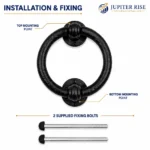 Ring Door Knocker 95x100mm Black Antique Cast Iron with Fixings - Image 6