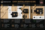 Black Rim Lock Set 6" x 4" Shed Gate Door Lock with Knobs 2 Keys & Fixings - Image 6