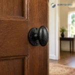 Mortice Door Knobs Oval Black Antique Sprung Cast Iron Pair Heavy Duty - Image 6