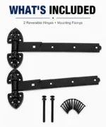 Heavy Reversible Gate Hinge Garage Stable Barn PAIR Galvanised Black Inc Fixings - Image 6