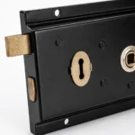 Traditional Rim Lock 6" x 4" Black Shed Door Lock with Keys Knob Set and Fixings - Image 6