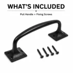 Cast Iron Pull Handle Black Antique 10" 12" Pub Style Door Gate Shed - Image 3