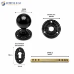 Black Cast Iron Door Knobs Round Oval Octagonal Antique Tudor Rim Mortice - Image 6