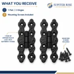 Antique Black Cast Iron Butterfly Hinges 40x90mm Cabinet Cupboard Pair - Image 6