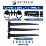 Side Gate Fixing Kit Ring Latch Brenton Bolt 3x 18" Tee Hinges Black - Image 6
