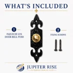 Door Bell Push Fleur De Lys Cast Iron 120 x 30mm Black Antique - Image 6
