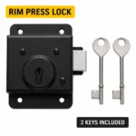 Rim Press Lock 3 x 4 Inch Face Fix Shed Door Lock Black 2 Keys - Image 7