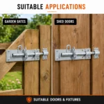Brenton Pad Bolt Heavy Duty Gate Shed Door Black Galvanised BZP 4 6 8 10 Inch - Image 7