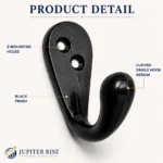 Cast Iron Wall Hooks 5 Pack Vintage Black Coat Robe Towel Hat - Image 7