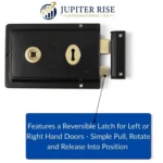 Traditional Rim Lock 6" x 4" Black Shed Door Lock with Keys Knob Set and Fixings - Image 7