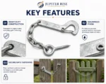 Field Gate Hook & Eye Safety Chain Heavy Duty Galvanised 158mm Gate Fastener - Image 6