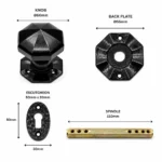 Black Cast Iron Door Knobs Round Oval Octagonal Antique Tudor Rim Mortice - Image 7
