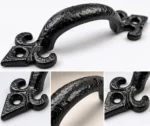 Cast Iron Pull Handle Fleur de Lys 4 5 6 7 Inch Door Gate Shed Antique Black - Image 8