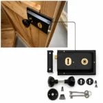 Traditional Rim Lock 6" x 4" Black Shed Door Lock with Keys Knob Set and Fixings - Image 8