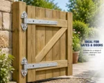 Heavy Reversible Gate Hinge Garage Stable Barn PAIR Galvanised Black Inc Fixings - Image 8