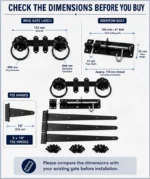 Ring Gate Latch Brenton Bolt 10 Inch Tee Hinges 3 Garden Gate Black - Image 8