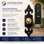 Door Bell Push Fleur De Lys Cast Iron 120 x 30mm Black Antique - Image 8