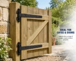Heavy Reversible Gate Hinge Garage Stable Barn PAIR Galvanised Black Inc Fixings - Image 9