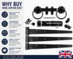Ring Gate Latch Brenton Bolt 10 Inch Tee Hinges 3 Garden Gate Black - Image 9