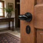Black Cast Iron Door Knobs Round Oval Octagonal Antique Tudor Rim Mortice - Image 9