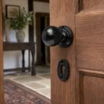 Black Cast Iron Door Knobs Round Oval Octagonal Antique Tudor Rim Mortice - Image 10