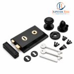 Traditional Rim Lock with Oval Round Octagonal Black Cast Iron Door Kn... - Image 2