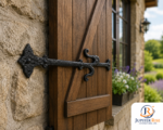 Fleur De Lys Door Hinge Front Decorative Dummy Black Antique 400mm (16") Pair - Image 3