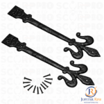 Fleur De Lys Door Hinge Front Decorative Dummy Black Antique 400mm (16") Pair