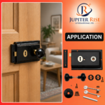 Traditional Rim Lock with Oval Round Octagonal Black Cast Iron Door Kn... - Image 4